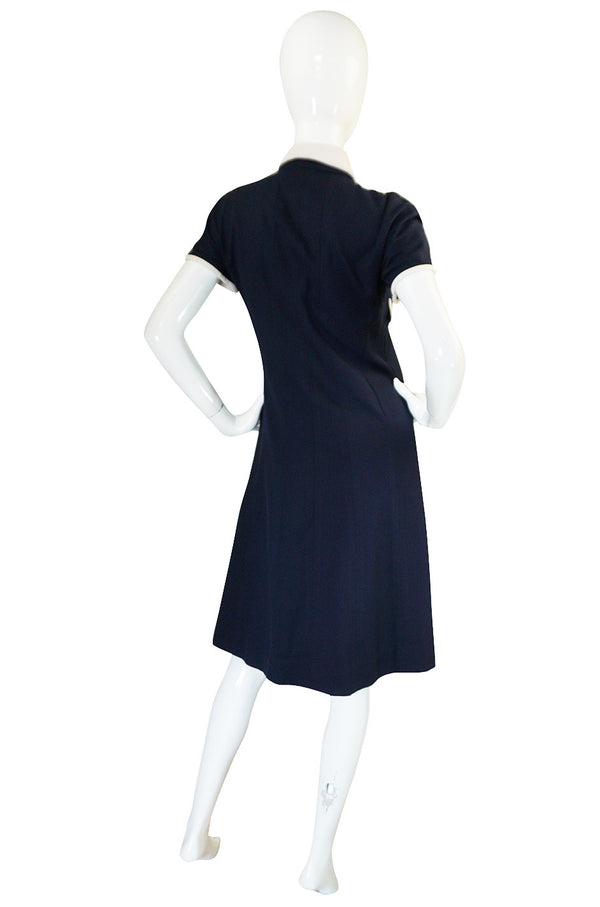 Chanel 1993 Navy & White Waffle Weave Runway Dress