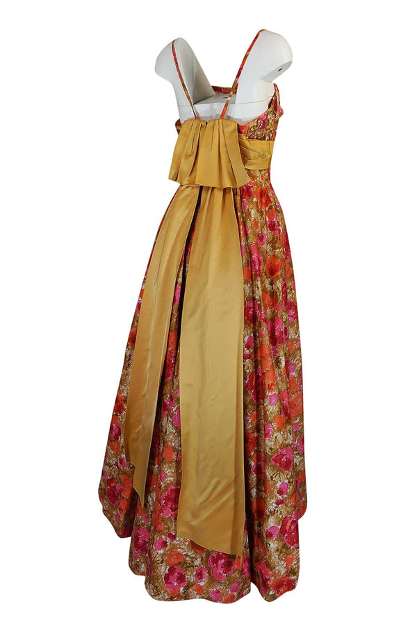 1950s Sequin, Rhinestone & 3D Floral Detailed Polished Cotton Dress