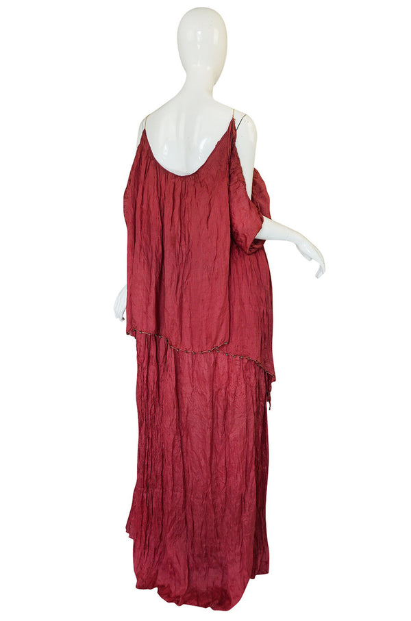 c1907-1920 Mariano Fortuny Pleated Muted Raspberry Silk Gown