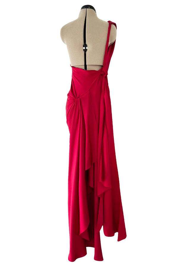 Pre-Fall 2010 Yves Saint Laurent by Stefano Pilati Red One Shoulder Dress