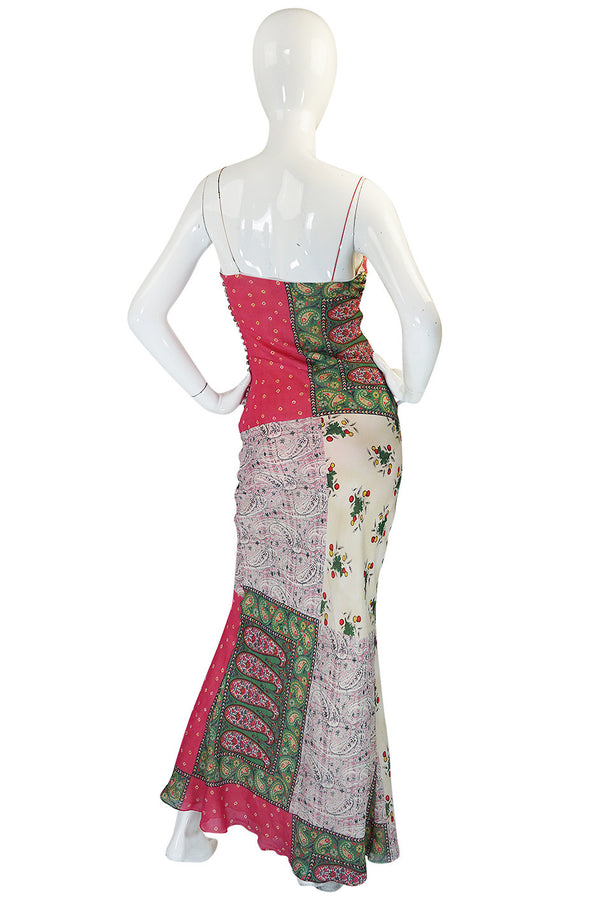 1990s Galliano for Christian Dior Pink Silk "Patchwork" Dress