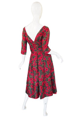 1950s Red Rose Silk Suzy Perette Dress
