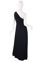 1970s One Shoulder Keyhole Jersey Dress