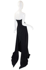 1980s Dramatic Claude Montana Strapless Gown