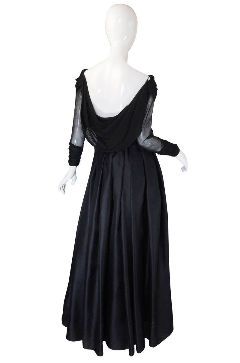 1980s Carolyne Roehm Black Silk Gown