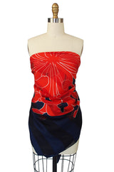 Huge Vintage Red Floral Yves Saint Laurent Scarf
