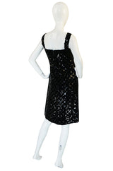 1960s Sequin & Velvet Checked Black Malcolm Starr Dress