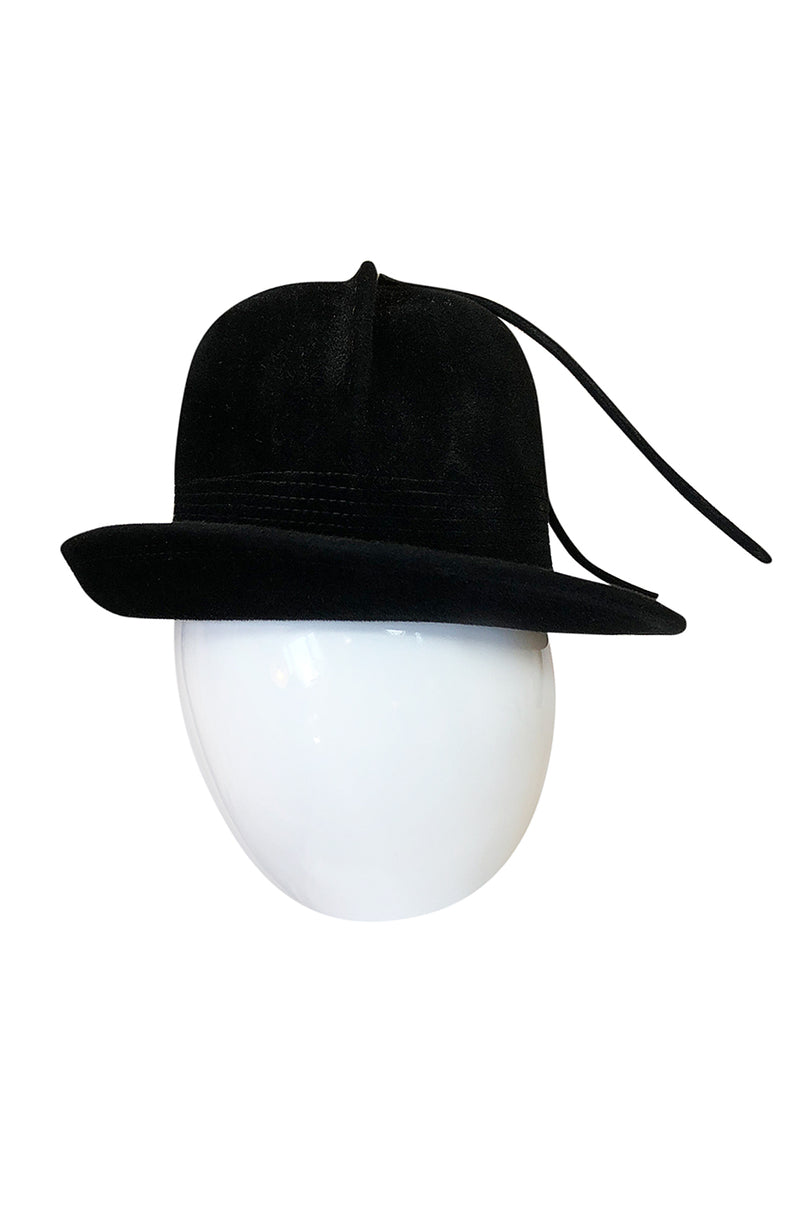 1970s Yves Saint Laurent Black Felt High Bowler Hat