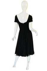 Stunning 1950s Little Black Silk Chiffon Ceil Chapman Dress