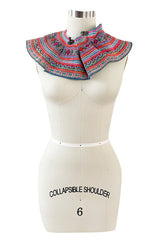 Amazing Antique Turn of the Century Hand Embroidered Colourful Cotton Collar from Laos