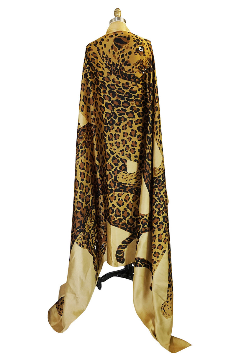 F/W 1986 Rare 8' x 4.5' Yves Saint Laurent Leopard Silk Scarf
