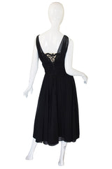 1950s Black Chiffon Grecian Cocktail Dress