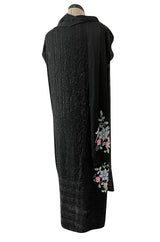 Incredible 1920s Densely Beaded Flapper Dress w Attached Floral Beaded Silk Panels