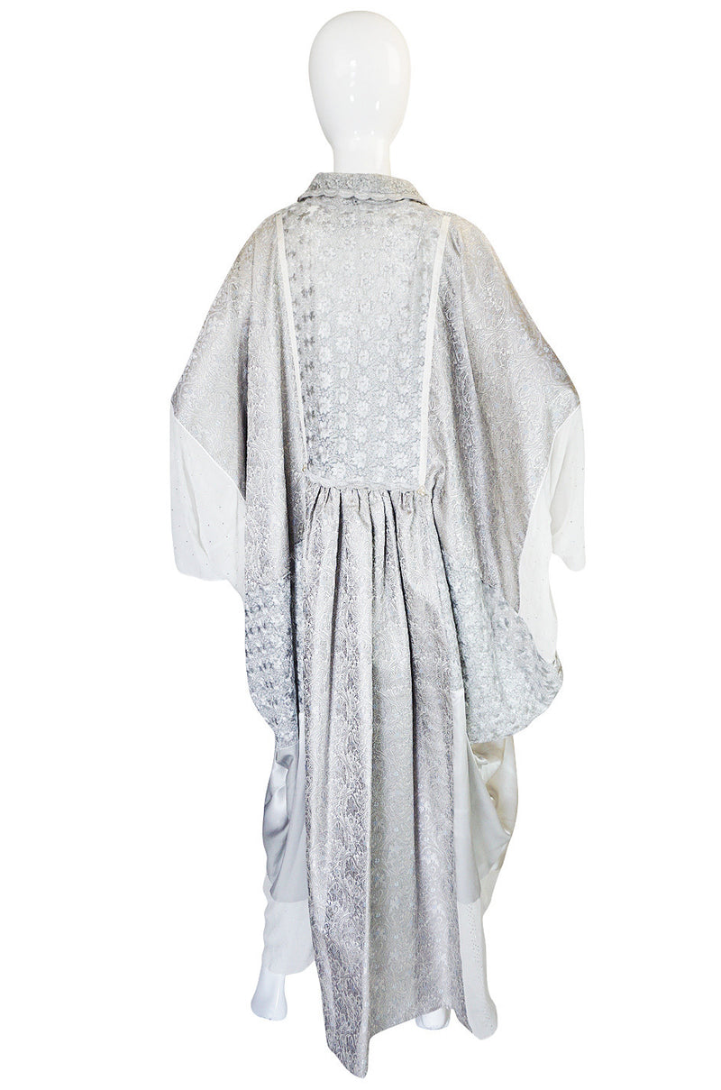 c1978 Silver Silk Thea Porter Couture Abaya Caftan