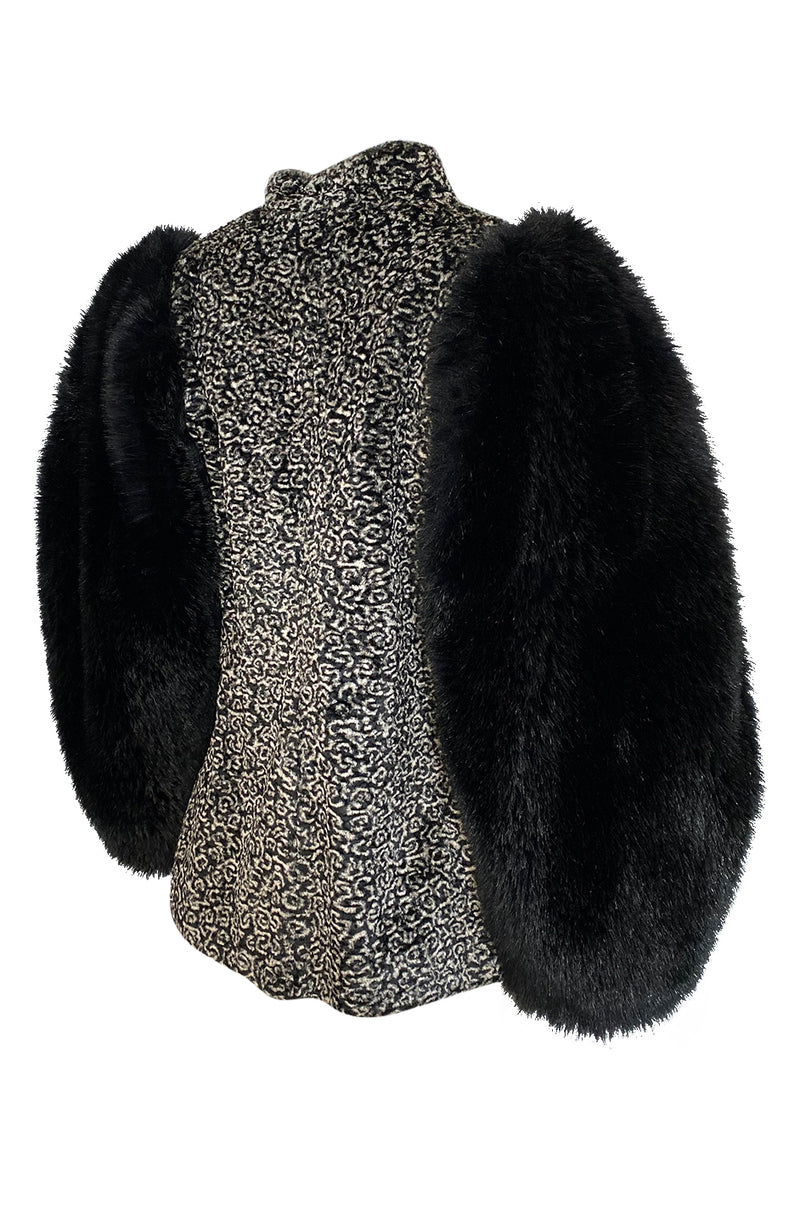 Fall 1992 Yves Saint Laurent Incredible Huge Sleeves Faux Fur Jacket