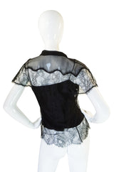 1990s Black Silk & Lace Galliano for Dior Top