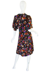 Early 1970s Silk Floral Yves Saint Laurent Dress