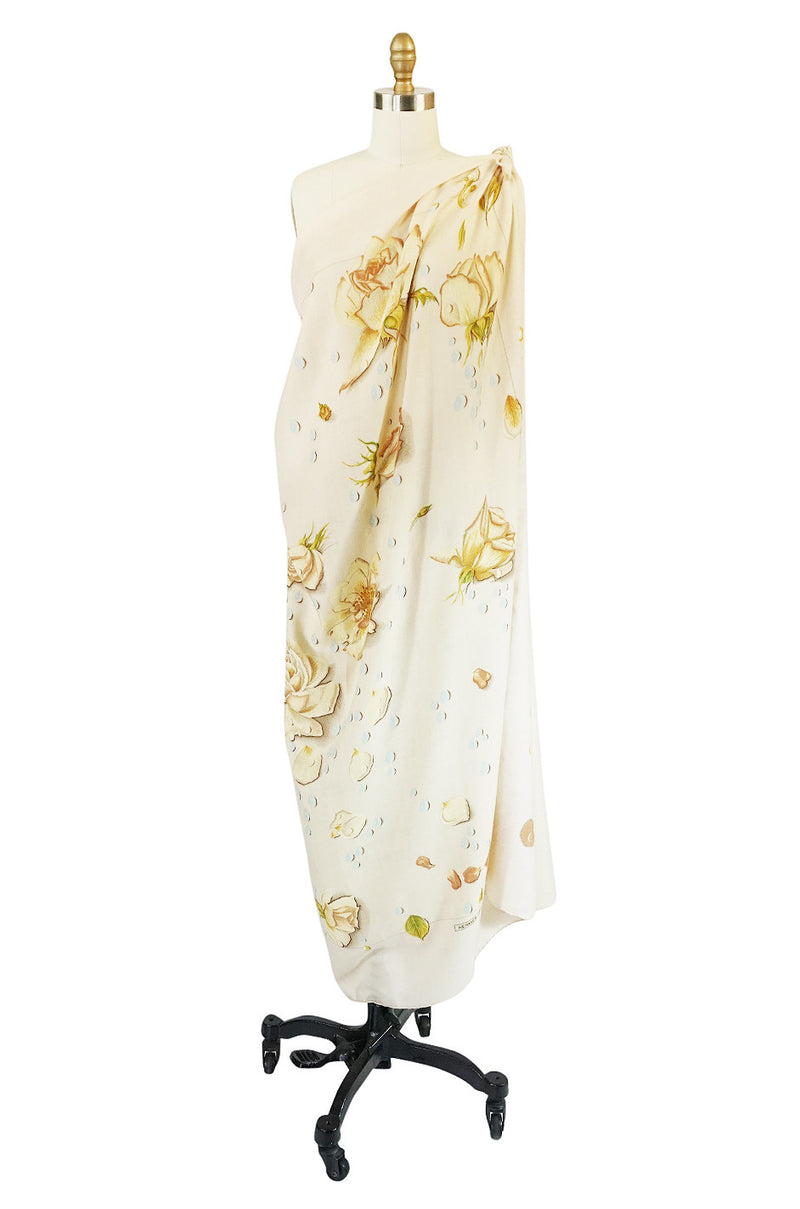 Huge Hermes Floral Print Cashmere Scarf or Shawl