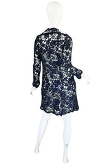 1960s Blue Cord & Black Net Geoffrey Beene Evening Jacket
