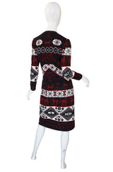 1960s Jersey Print Goldworm Dress