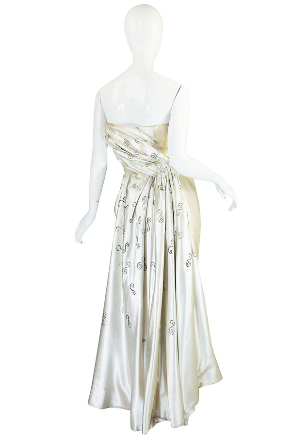 c1959 Maggy Rouff Haute Couture Champagne Silk Gown