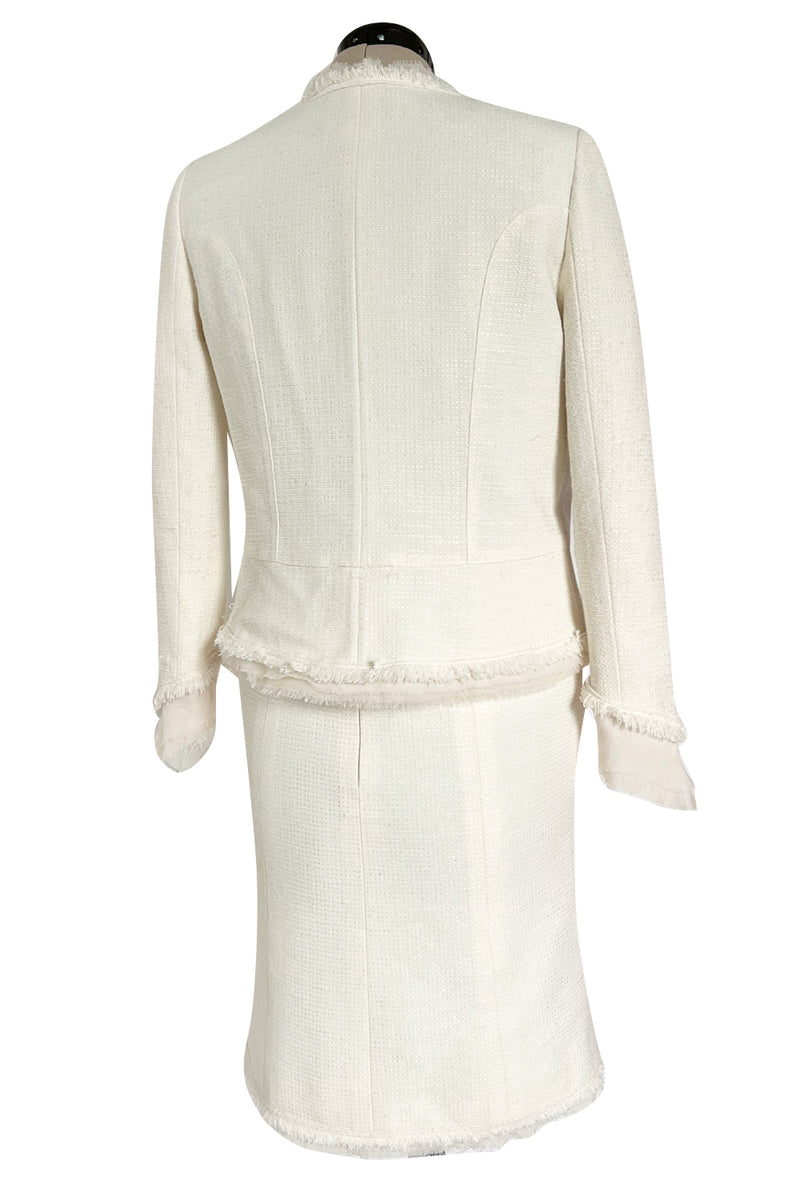 Cruise 2004 Chanel by Karl Lagerfeld Three Piece Ivory Silk Boucle