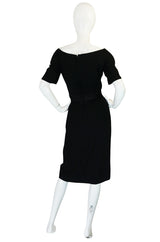 1950s Helena Barbieri Black Bow Detailed Silk Crepe Dress