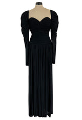 Spectacular 1970s Lanvin by Jules-Francois Crahay Off or On the Shoulder Draped Jersey Dress