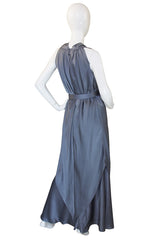 1980s Pauline Trigere Bias Cut Silk Dress