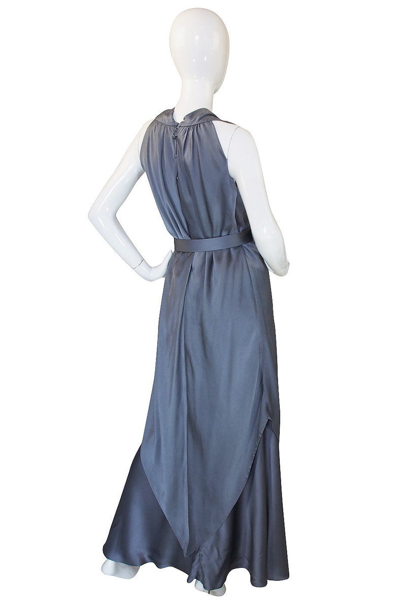 1980s Pauline Trigere Bias Cut Silk Dress