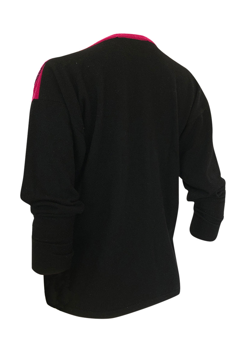 1980s Givenchy Cashmere Sweater & Scarf w Bead & Sequin Detailing