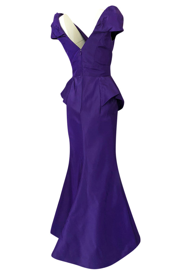 A/W 2013 Oscar De La Renta Runway Sculptural Purple Silk Dress