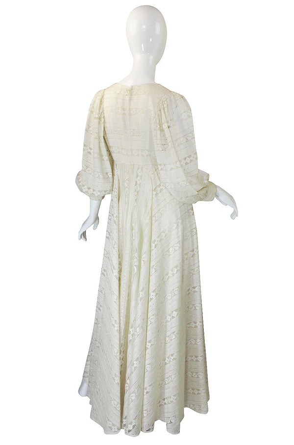 1970s Cream Lace Thea Porter Couture Gown
