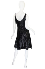 1970s Glossy Black Sequin Donald Brooks Dress