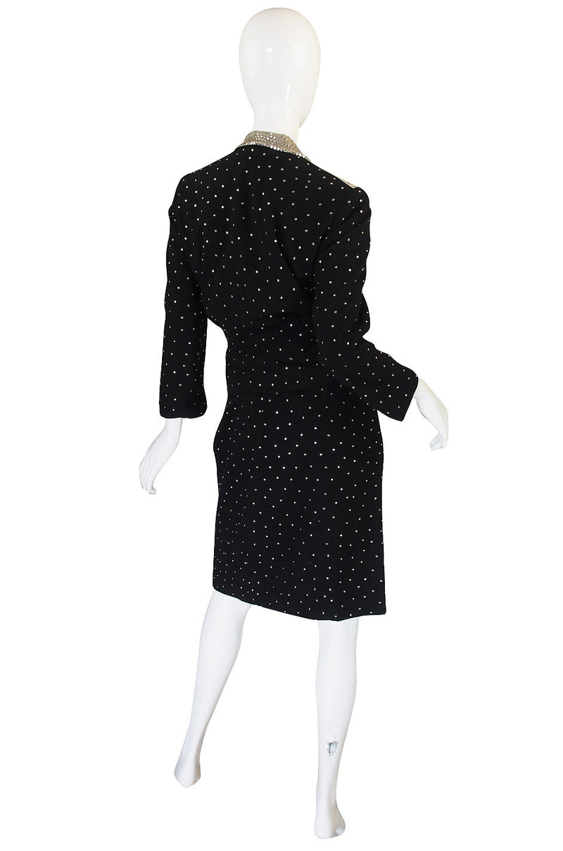 Rare 1940s Fred Block Studded Black Crepe Suit