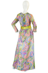 1960s Ferdinando Sarmi Metallic Pink & Gold Silk Brocade Dress