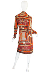1960s Coral Print Pucci Silk Jersey Button Front Dress