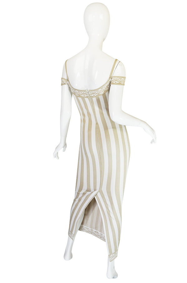 Rare Spring 1992 Museum Held Azzedine Alaia Striped Dress