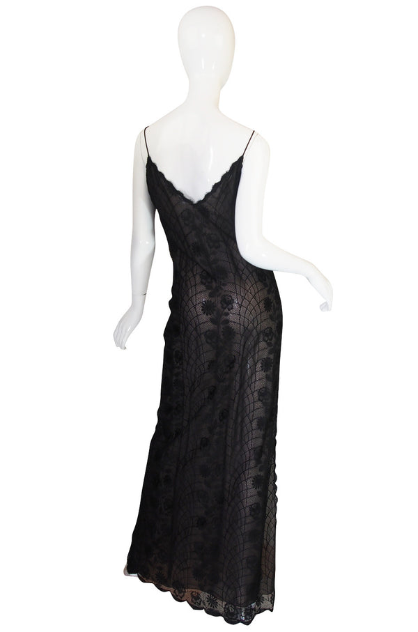 1970s Fine Lace Sexy James Galanos Couture Slip Dress