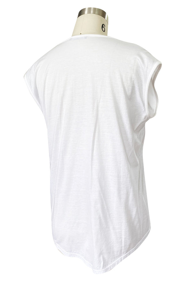 Recent Balmain Gold Logo Tee White T-Shirt with Gold Button Detailing