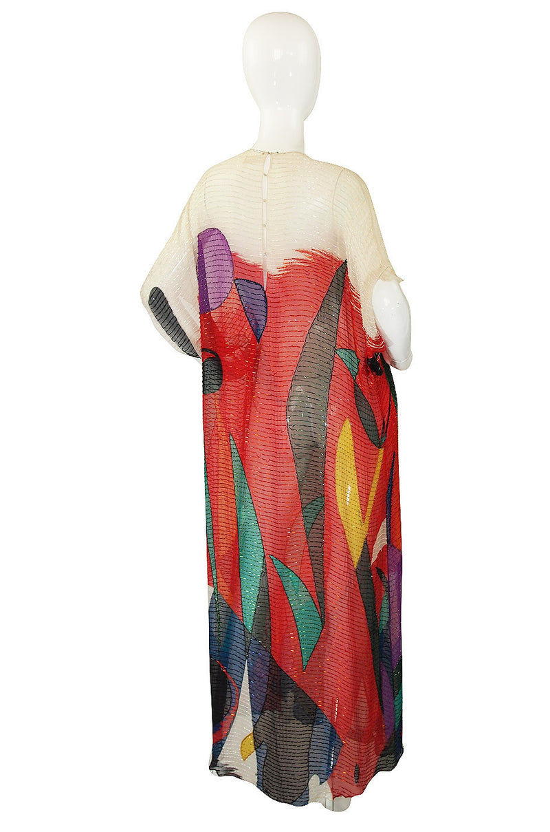 1970s Beaded Silk Hanae Mori Caftan