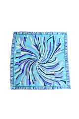1960s Bright Blue Print Emilio Pucci Silk Scarf