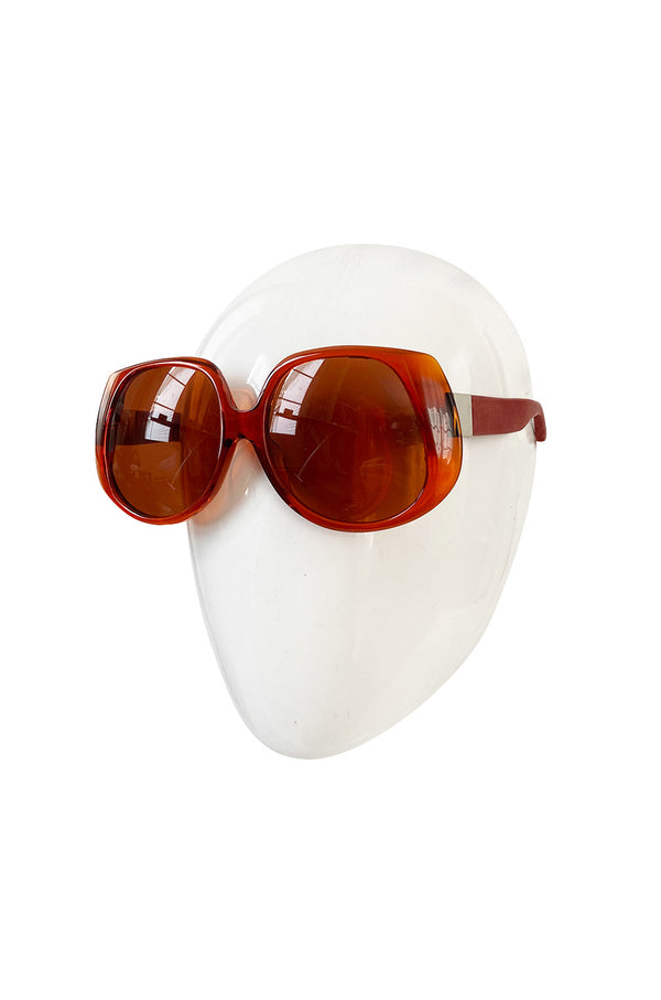 THE ROW x Linda Farrow Sunglasses Leather Accent Oversized Sunglasses