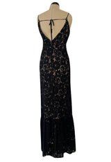 Easy to Wear 2010s Lanvin by Alber Elbaz Black Lace Illusion Dress w Button Front
