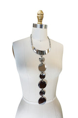 1970s Massive Space Age Silver Disc Pendant Necklace