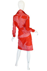 1970s Red & Pink Cotton Print Lanvin Shirtdress