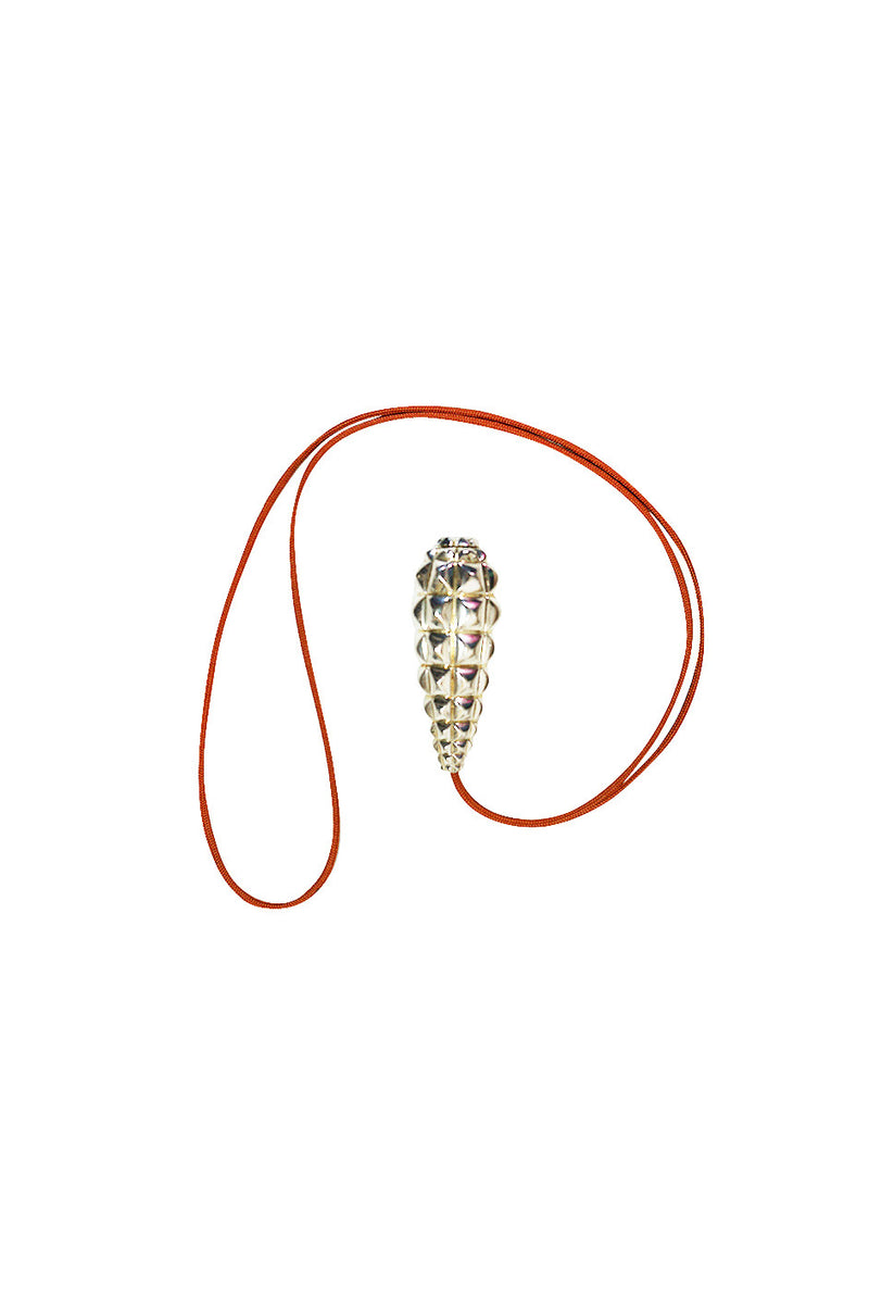 Hermes Sterling Silver Tear Drop Pendant Necklace