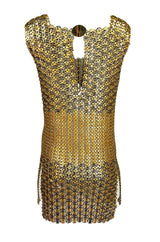Iconic 1968 Paco Rabanne Chain Mail Dress in Silver & Gold Metal