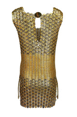 Iconic 1968 Paco Rabanne Chain Mail Dress in Silver & Gold Metal