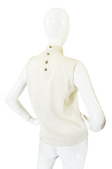 1990s Cream Chanel Cashmere & Silk Knit Shell Top